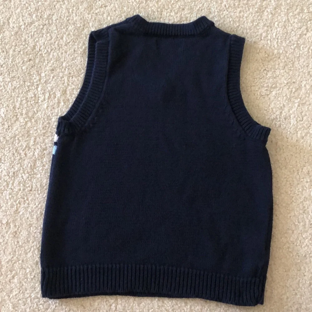 The Children’s Place V Neck Sweater Vest Size 4T Navy w/Stripes